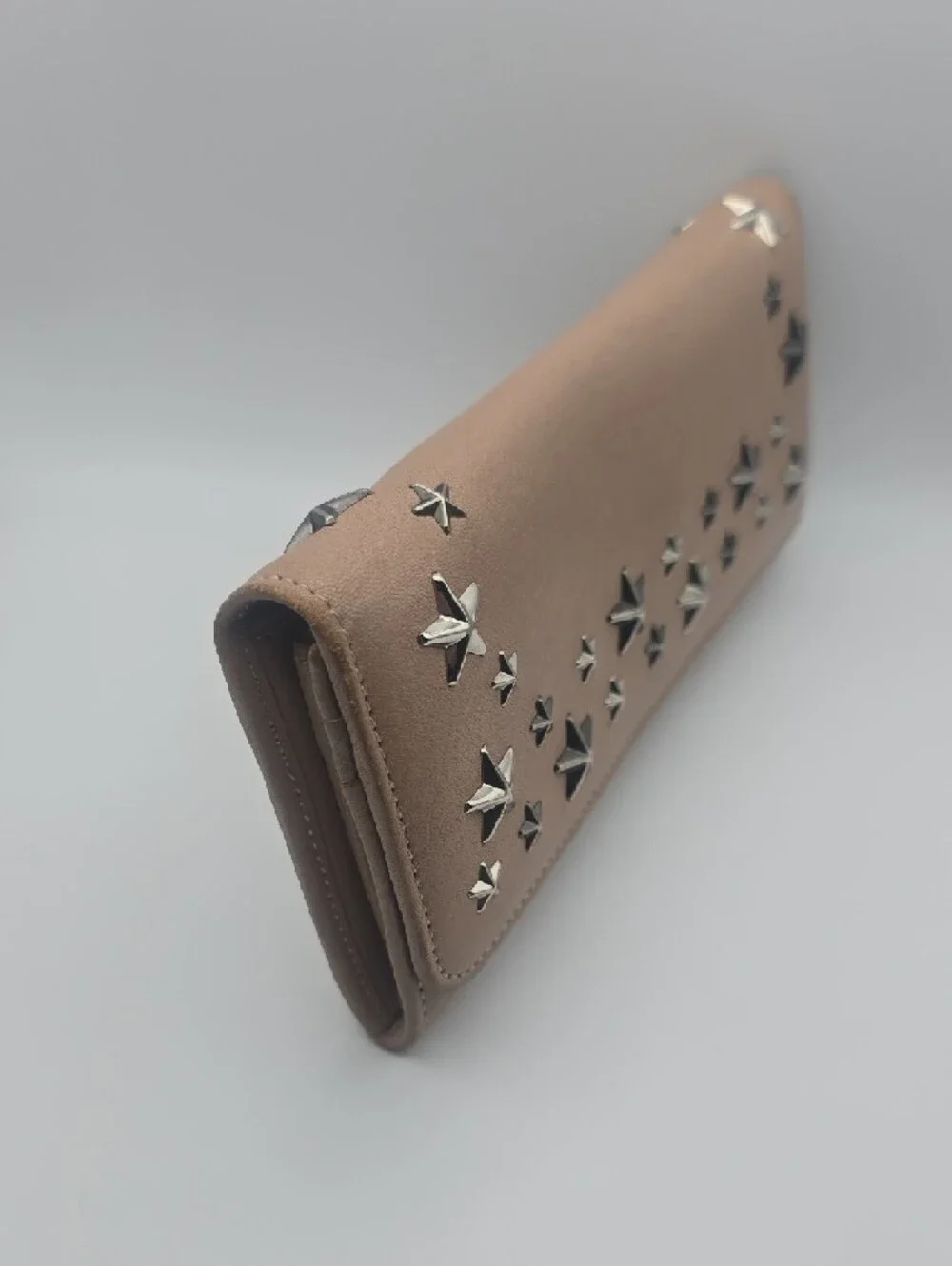 Jimmy Choo Beige Wallet with Silver Star Studs